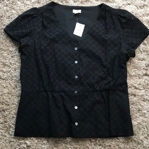 J.crew black button down blouse.